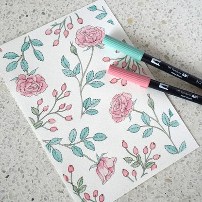 [Shiho Sakurai × Paper Tree] Botanical Coloring Kit - Brush Pen Type (with lesson video)