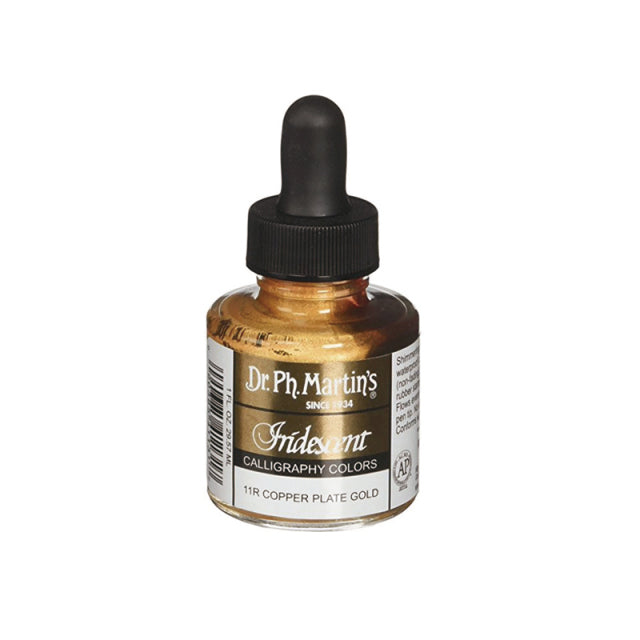 Dr. Ph. Martin's/Calligraphy Ink/Iridescent Colors, Copperplate Gold (30ml)