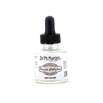 Dr. Ph. Martin's/Calligraphy Ink/Spectralite Private Collection Liquid Acrylics Silver (30ml)