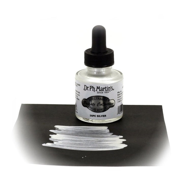 Dr. Ph. Martin's/Calligraphy Ink/Spectralite Private Collection Liquid Acrylics Silver (30ml)