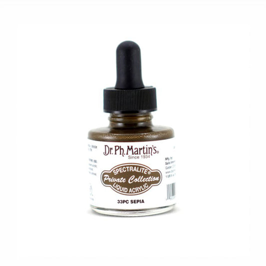 Dr. Ph. Martin's/Calligraphy Ink/Spectralite Private Collection Liquid Acrylics Sepia (30ml)