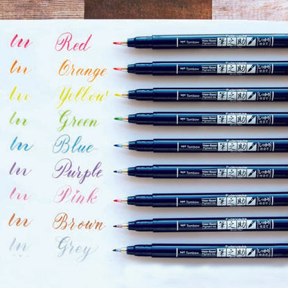 Tombow/Brush calligraphy/Tombow Fudenosuke color type, well-tailored, 9 colors in total