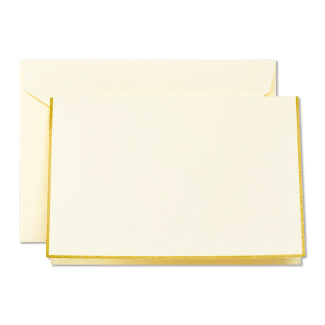 Crane/ボックスカード/Folded Ecru/Gold Border with Ecru Envelope（10 Cards / 10 Envelopes）