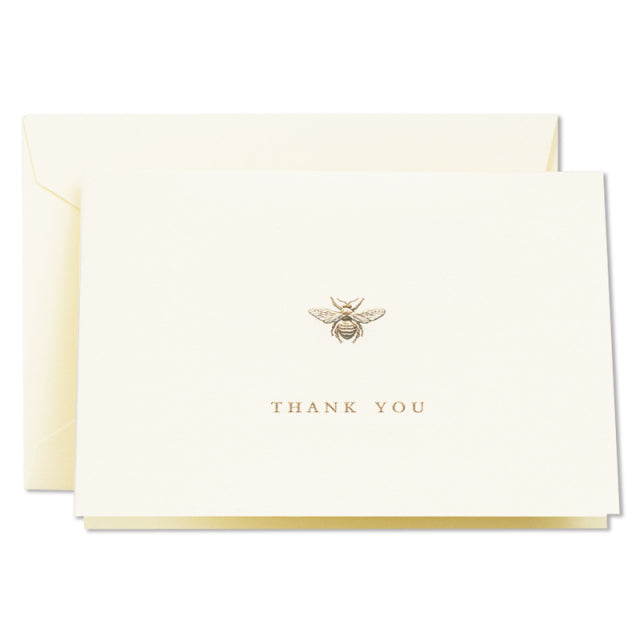 Crane/Set of 10 box cards/Engraved Bumble Bee Thank You Note