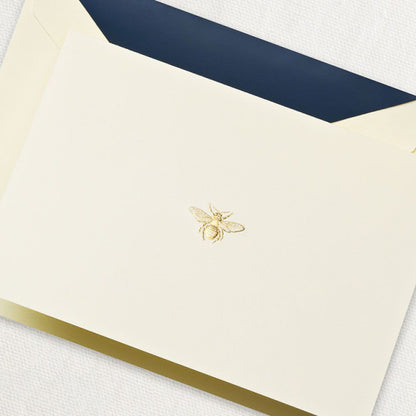 Crane/Box Card/Hard Engraved Bee Notes on Ecru Kid Finish Paper