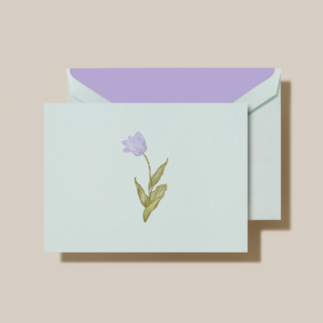 Crane/ボックスカード/Engraved Tulip Note Beach Glass Kid Finish（10 Cards / 10 Envelopes）