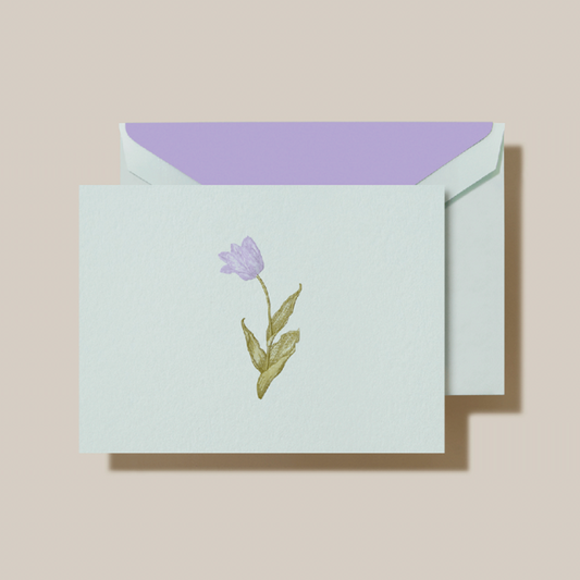 Crane/Box Card/Engraved Tulip Note Beach Glass Kid Finish (10 Cards / 10 Envelopes)