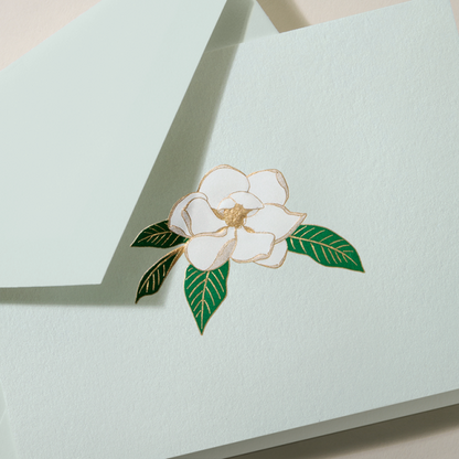 Crane/Box Card/Hand Engraved Magnolia Blossom Note (10 Cards / 10 Envelopes)