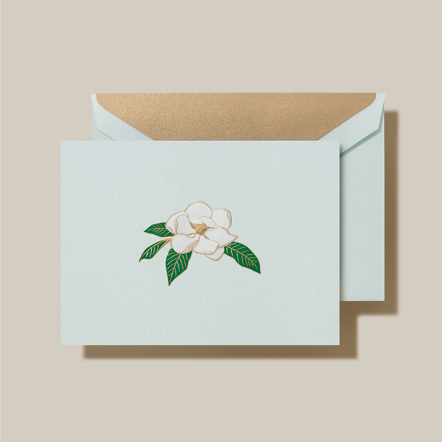 Crane/Box Card/Hand Engraved Magnolia Blossom Note (10 Cards / 10 Envelopes)