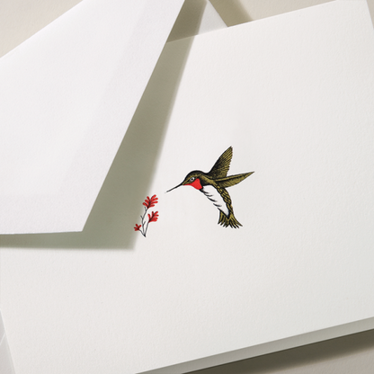 Crane/ボックスカード/Folded Pearl White/Humming Bird Red（10 Cards / 10 Red Lined Envelopes）