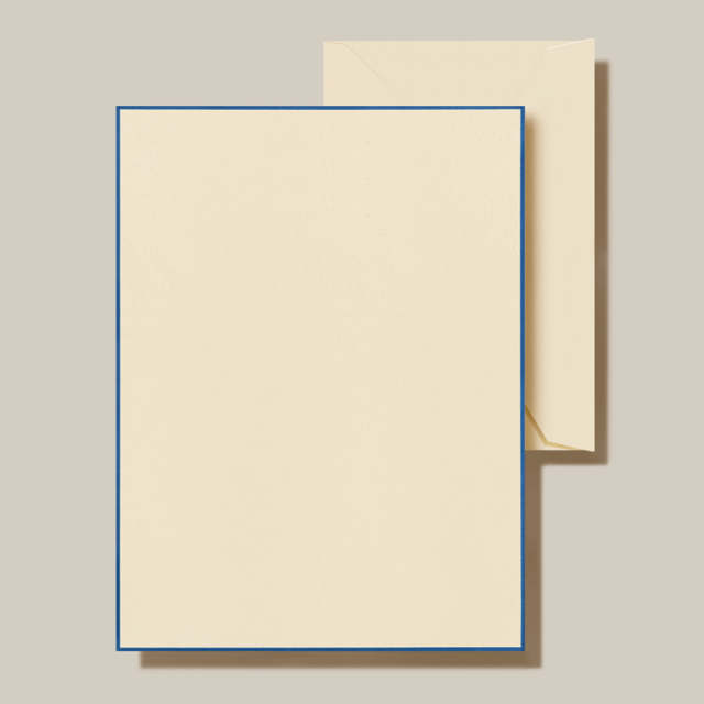 Crane/ボックスカード/Half Sheets Bordered in Regent Blue Ecruwhite Kid Finish Paper （20 Sheets / 20Envelopes）