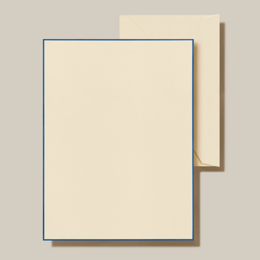 Crane/Box Card/Half Sheets Bordered in Regent Blue Ecruwhite Kid Finish Paper (20 Sheets / 20Envelopes)