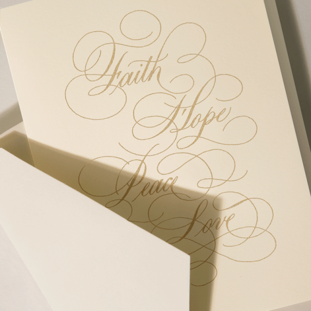 Crane/Box Card/Faith Hope Peace Love Holiday Greeting Card