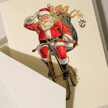 Crane/ボックスカード/Penny Farthing Santa Holiday Greeting Card