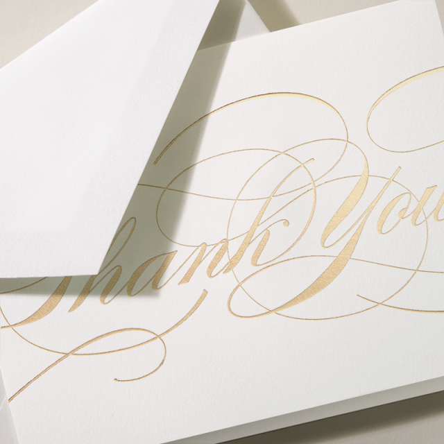 Crane/Box Card/Gold Flourish Thank You