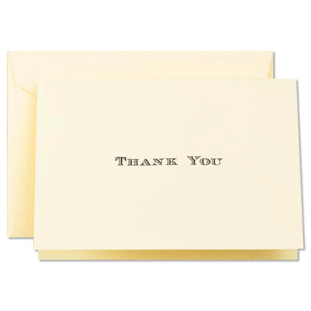 Crane/Box Card Set of 10/Black Hand Engraved Thank You