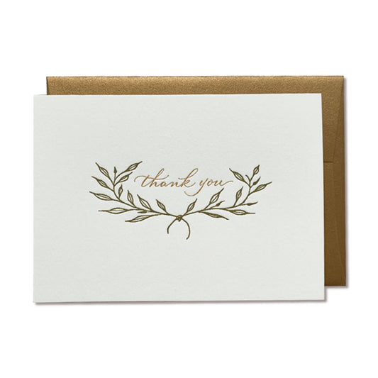 OBLATION/Box Card/6 Branches Calligraphy Thank You Cards With 6 Gold Envelopes