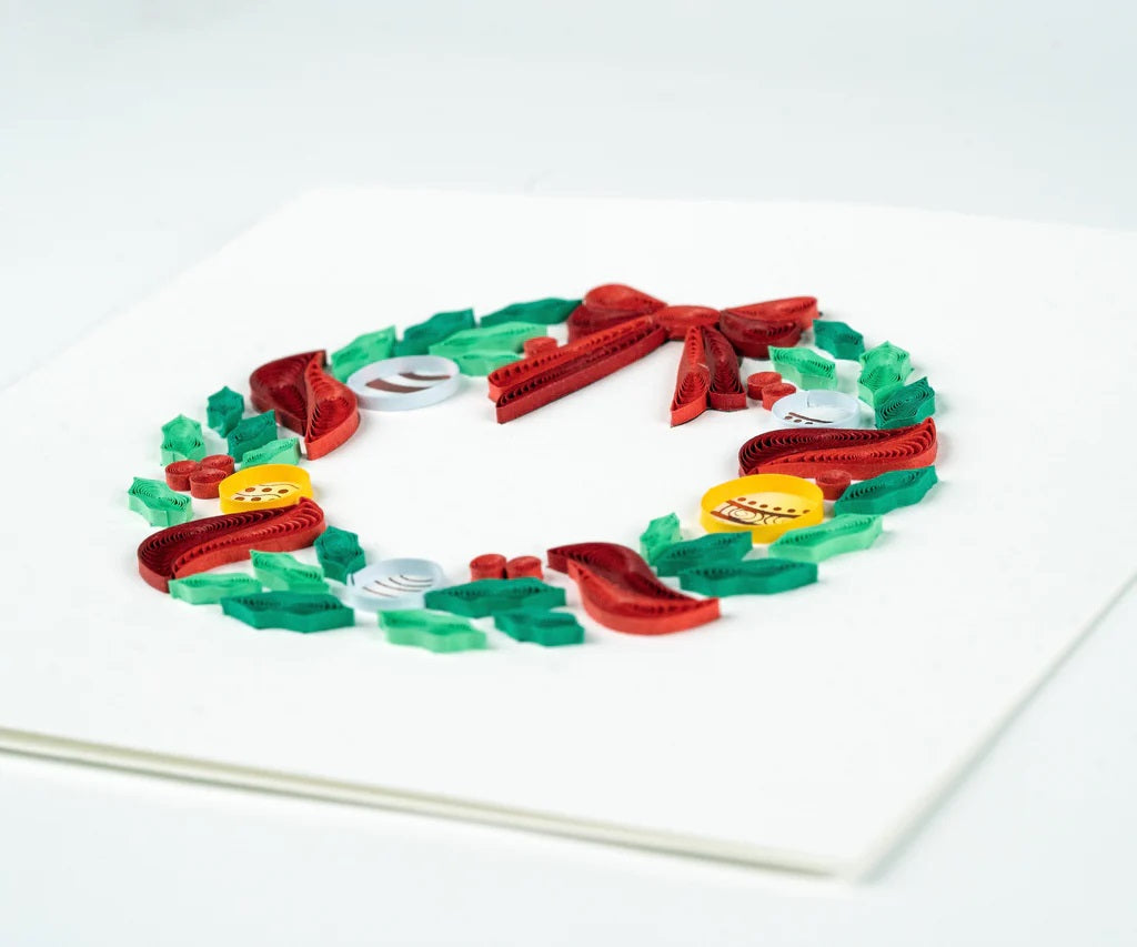 Quilling Card/グリーティングカード/Holiday Wreath With Ornaments