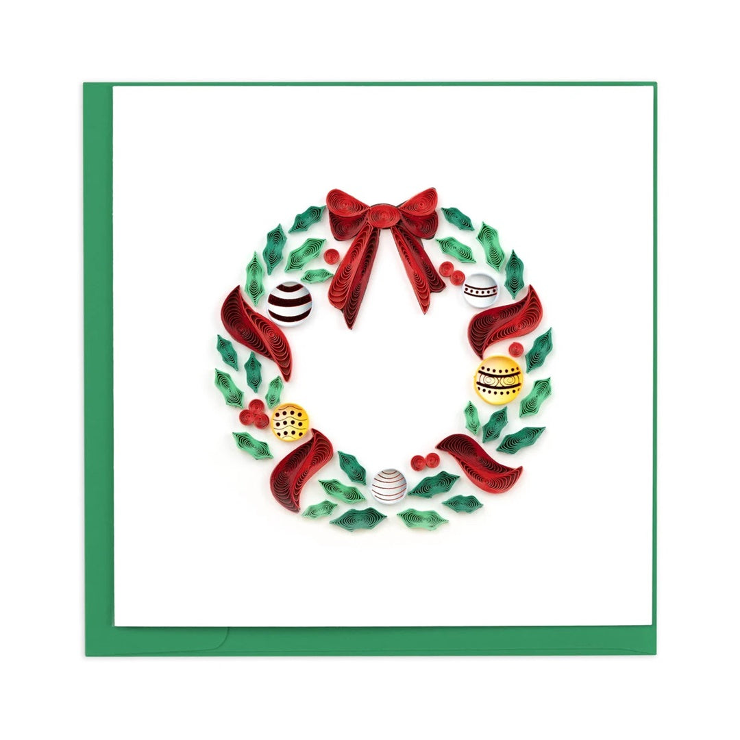 Quilling Card/グリーティングカード/Holiday Wreath With Ornaments