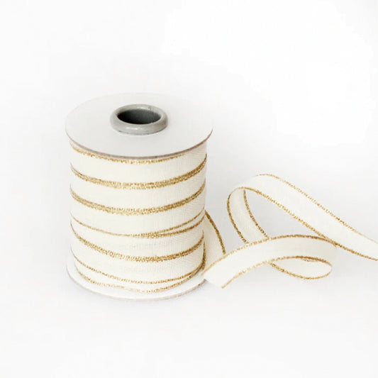 Studio Carta/コットンリボン/Drittofilo Cotton Ribbon - Natural/Gold