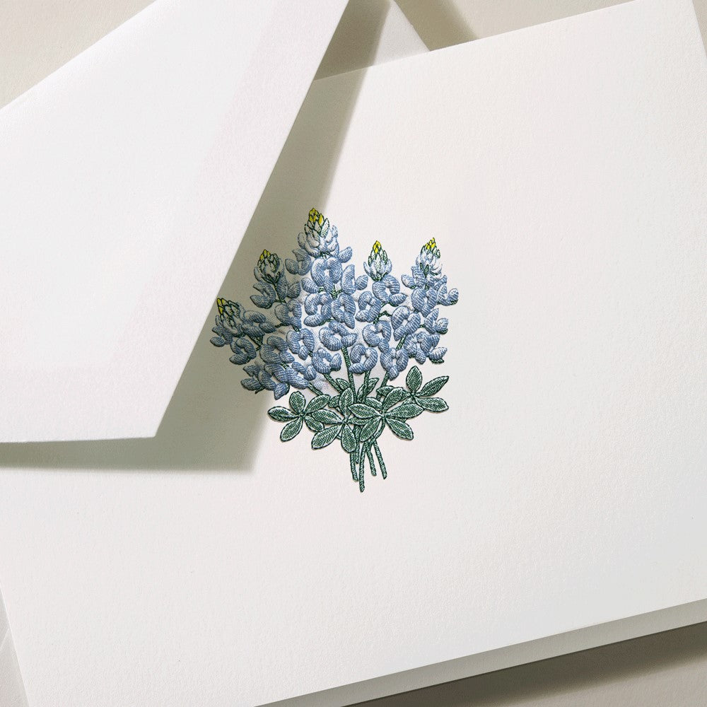 Crane/Box Card/Folded Engraved Bluebonnets Note