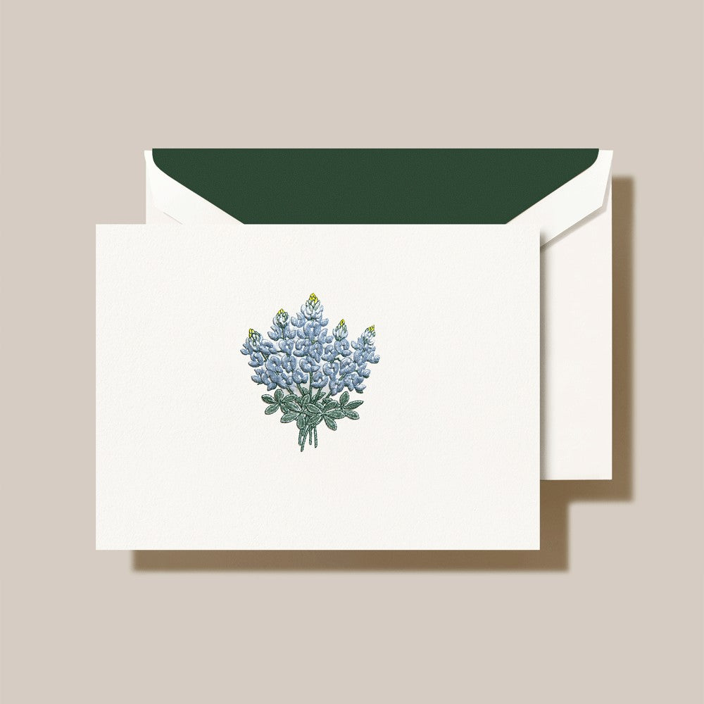 Crane/Box Card/Folded Engraved Bluebonnets Note