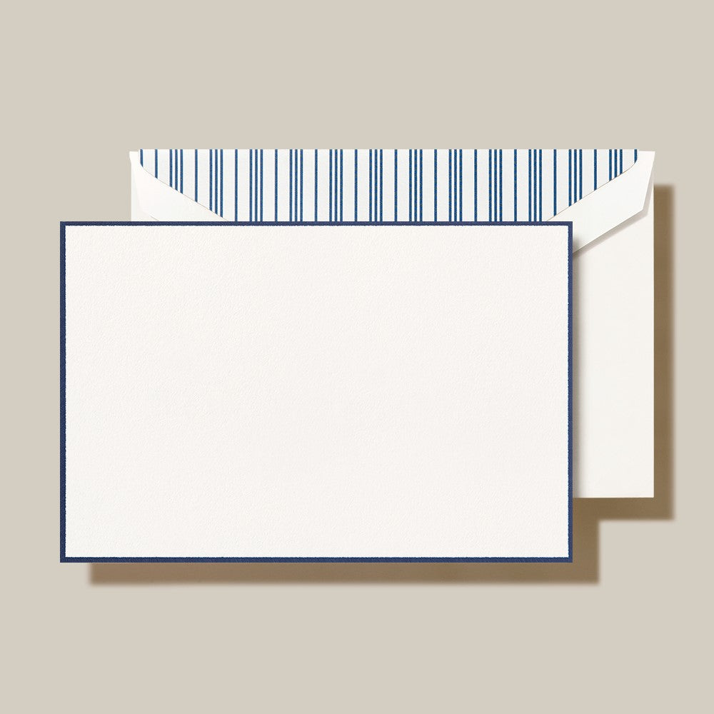 Crane/Box Card/Navy Bordered Pearl White Card