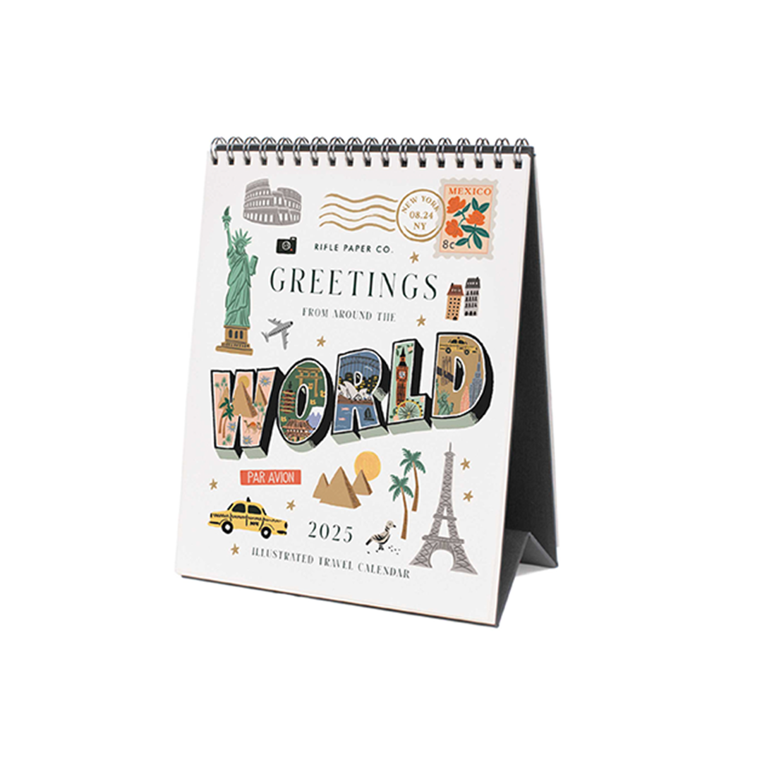 Rifle Paper/カレンダー/2025 Desk Calendar - Greetings From Around the World